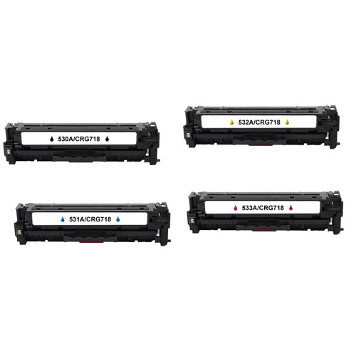 Sada - Kompatibilný toner pre HP CC530A/CE410/CF380A/Canon CRG-718  Black/Cyan/Yellow/Magenta
