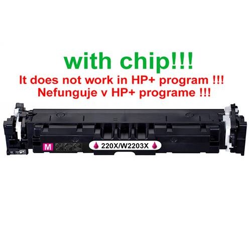Kompatibilný toner pre HP 220X/W2203X-Plne funkčný čip! Magenta. Nefunkčné v programe HP+ 5500 strán